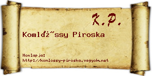 Komlóssy Piroska névjegykártya